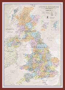 Medium UK Classic Wall Map (Pinboard & framed - Dark Oak)