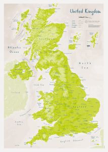 UK as Art Map - Parakeet (Matt Art Paper)