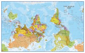 Upside Down World Wall Map Political