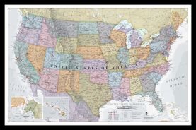 Medium USA Classic Wall Map (Pinboard & framed - Black)