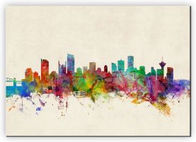 Extra Small Vancouver Canada Watercolour Skyline (Canvas)