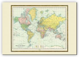 Extra Small Vintage Bartholomew Political World Map 1914 (Canvas)