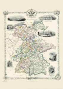 Vintage John Tallis Map of Germany 1851