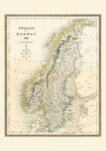 Vintage John Tallis Map of Sweden and Norway 1852