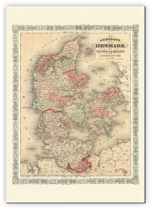 Extra Small Vintage Johnsons Map of Denmark (Canvas)