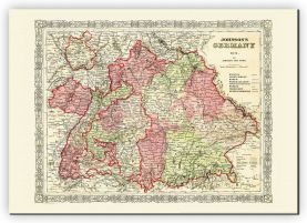 Extra Small Vintage Johnsons Map of Germany No 3 (Canvas)