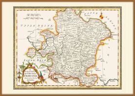 Large Vintage Map of Franconia (Wood Frame - Teak)