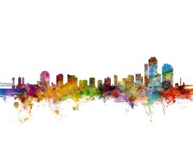 Wilmington Delaware Watercolour Skyline