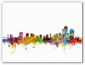 Extra Small Wilmington Delaware Watercolour Skyline (Canvas)