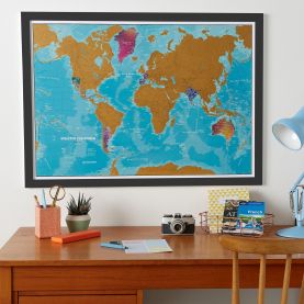 Scratch the World�� - Watercolour Edition Map (Pinboard & wood frame - Black)