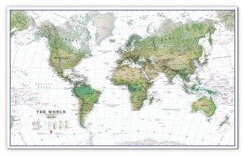 Large World Wall Map Environmental White Ocean (Canvas)