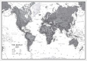 Huge World Wall Map Political Black & White (Laminated)