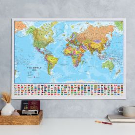 World Wall Map Political with flags