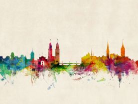 Zurich Switzerland Watercolour Skyline