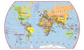 Primary World Wall Map Political