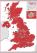 Football Fan's Football Grounds Map Red (Rolled Canvas with Hanging Bars)