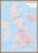 Large British Isles Postcode Map (Wood Frame - Teak)