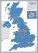 Football Fan's Football Grounds Map Blue (Pinboard & framed - Silver)