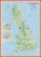 Large Primary UK Wall Map Physical (Wood Frame - Teak)