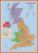 Large Primary UK Wall Map Political (Wood Frame - Teak)