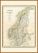 Large Vintage John Tallis Map of Sweden and Norway 1852 (Wood Frame - Teak)