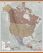 Large Executive North America Wall Map Political (Wooden hanging bars)