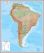 Large South America Wall Map Physical (Pinboard & framed - Silver)