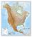 Large North America Wall Map Physical (Canvas)