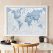 Medium The World Is Art - Wall Map Blue (Wood Frame - White)