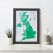 UK as Art Map - Shamrock (Wood Frame - Black)