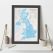 UK as Art Map - Cerulean (Wood Frame - Black)