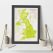 UK as Art Map - Parakeet (Wood Frame - Black)