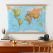 Medium World Wall Map Political (Wooden hanging bars)