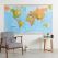 Huge World Wall Map Political (Wooden hanging bars)