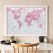 Medium The World Is Art - Wall Map Pink (Wood Frame - White)