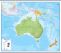 Large Australasia Wall Map Political (Rolled Canvas with Hanging Bars)