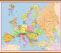 Large Primary Europe Wall Map Political (Wooden hanging bars)