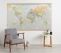 Huge Classic World Map (Wooden hanging bars)