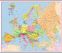 Large Primary Europe Wall Map Political (Rolled Canvas with Hanging Bars)