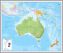 Large Australasia Wall Map Political (Pinboard & framed - Silver)