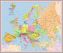 Huge Primary Europe Wall Map Political (Pinboard & framed - Silver)