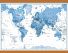 Medium Children's Art Map of the World Blue (Wooden hanging bars)