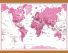 Medium Children's Art Map of the World Pink (Wooden hanging bars)
