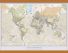 Medium Personalised Classic World Map (Rolled Canvas with Wooden Hanging Bars)
