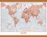 Medium Personalised World Is Art - Wall Map Red (Wooden hanging bars)