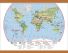 Medium Primary World Wall Map Environmental (Wooden hanging bars)