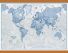 Medium The World Is Art - Wall Map Blue (Rolled Canvas with Wooden Hanging Bars)