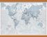 Medium The World Is Art - Wall Map Teal (Rolled Canvas with Wooden Hanging Bars)