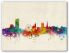 Medium Sheffield England Watercolour Skyline (Canvas)