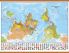 Large Upside-down World Wall Map Political with flags (Wooden hanging bars)